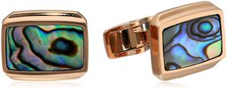 Men's Stainless Steel Rose Ion with Abalone Inlay Cuff Link