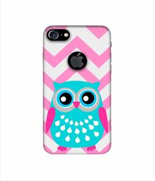 Amazon Brand - Solimo Designer Sky Blue Owl 3D Printed Hard Back Case Mobile Cover for Apple iPhone 7 (with Logo Cut)