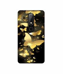 Amazon Brand - Solimo Designer Golden Butterfly Pattern 3D Printed Hard Back Case Mobile Cover for Nokia 6.1 Plus