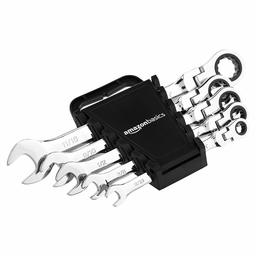 AmazonBasics Flexible Ratcheting Wrench Set - SAE, 5-Piece (Renewed)