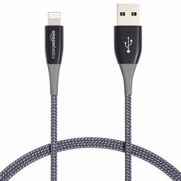 AmazonBasics - Cavo USB Tipo A verso connettore Lightning, con guaina in doppio nylon intrecciato, collezione Premium, cavo iPhone certificato MFi, grigio scuro/grigio, 91,2 cm