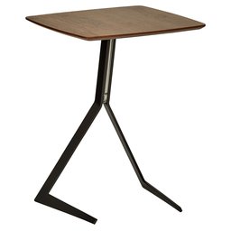 Amazon Brand – Rivet Industrial Tilted Wood and Metal Side End Table, 17.3