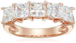 Rose-Gold-Plated Sterling Silver Princess-Cut 5-Stone Ring made with Swarovski Zirconia (3 cttw), Size 8