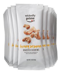 Wickedly Prime Roasted Cashews, Honey Sesame, Snack Pack, 1.5 Ounce (Pack of 15)