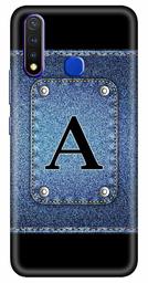 Amazon Brand - Solimo Designer Button Jeans Alphabet-A 3D Printed Hard Back Case Mobile Cover for Vivo Y19 / Vivo U20