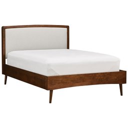 Amazon Brand – Rivet Subtle Mid-Century Arch Fabric Queen Bed Frame With Wood Trim, 61.75