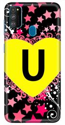 Amazon Brand - Solimo Designer Heart Pattern Alphabet-U 3D Printed Hard Back Case Mobile Cover for Samsung Galaxy M21 / M30s