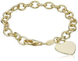 Yellow Gold-Plated Heart-Tag Bracelet, 7