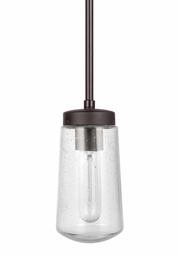 Amazon Brand - Ravenna Home Single-Light Outdoor Pendant Light with Seeded Glass Shade, T-Type Vintage Edison Bulb Included, 59.7