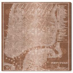 Amazon Brand – Stone & Beam Modern Copper Print Wall Art of New York City Map on Canvas, 24