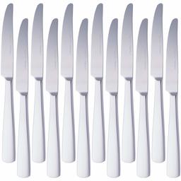 Amazonbasics middagskniv i rostfritt stål med pärlad kant, paket med 12 Square Edge SILVER