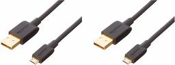 AmazonBasics USB 2.0 A-Male to Micro B Cable (2 Pack), 6 feet, Black