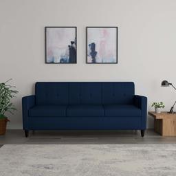 Amazon Brand - Solimo Buda Fabric 3 seater Sofa (Blue)