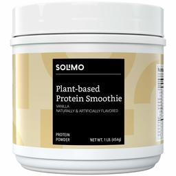 Amazon Brand - Solimo Plant-based Protein Smoothie Powder, Vanilla, 1 Pound (13 Servings)