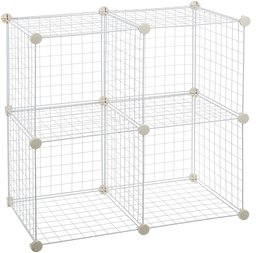 AmazonBasics 4 Cube Grid Wire Storage Shelves, White