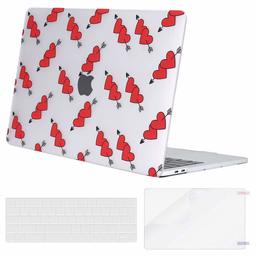 Eono Coque Compatible avec MacBook Pro 13 Pouces A2159/A1989/A1706/A1708 2019-2016 avec/sans Touch Bar, Plastique Coque Rigide&Protection Clavier&Protecteur d'écran, Flèche d'amour Claire