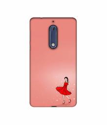 Amazon Brand - Solimo Designer Red Dress Lady 3D Printed Hard Back Case Mobile Cover for Nokia 5