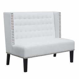 Amazon Brand – Ravenna Home Sarah Tufted Wingback Nailhead Trim Loveseat Bench Settee, 32