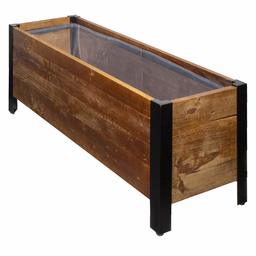 AmazonBasics Recycled Wood Rectangular Garden Planter - 27.5” x 9.6” x 33” (Renewed)