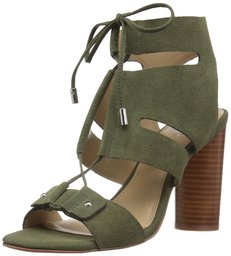 The Fix Amazon Brand Women's Page Block Heel Ghillie Dress Sandal, Green, 9 B US