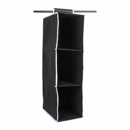 Amazon Brand - Solimo Fabric Hanging Closet Organiser, 3 Shelves, Black