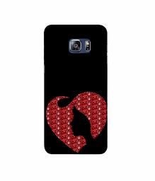 Amazon Brand - Solimo Designer Heart Shape Lady with Glitter 3D Printed Hard Back Case Mobile Cover for Samsung Galaxy S6 Edge Plus