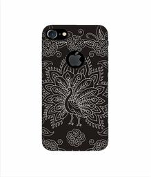 Amazon Brand - Solimo Designer White Peacock Rangoli 3D Printed Hard Back Case Mobile Cover for Apple iPhone 7 (with Logo Cut)