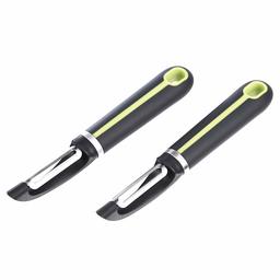 AmazonBasics 2-Piece Peeler Set, Soft Grip Handle, Grey and Green