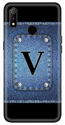 Amazon Brand - Solimo Designer Button Jeans Alphabet-V 3D Printed Hard Back Case Mobile Cover for Realme 3 / Realme 3i