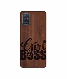 Amazon Brand - Solimo Designer Girl Boss On Wood 3D Printed Hard Back Case Mobile Cover for Samsung Galaxy A51