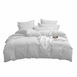 UMI Merryfeel Microfiber Duvet Cover Set,Lightweight and Soft Bedding Set (8 Sizes,12 Colours)(200x220+2x80x80cm,White)