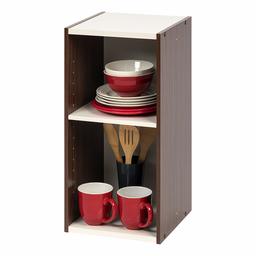 Amazon Brand - Movian 2 tier MDF modular bookcase, Brown/White, 30 x 29 x 60 cm