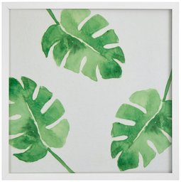 Amazon Brand – Rivet Watercolor Green Leaf Print Wall Art in a White Wood Frame, 12