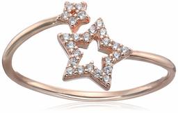 Amazon Collection Stars Align - Anillo de Plata de Ley chapada en Oro Rosa de 14 Quilates y circonita cúbica