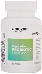 Amazon Basic Care Probiotic 5 Billion CFU, 8 Probiotic strains with 60 mg Prebiotic Blend, 60 Vegetarian Capsules, 2 Month Supply