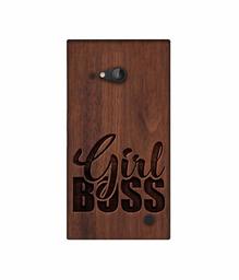 Amazon Brand - Solimo Designer Girl Boss On Wood 3D Printed Hard Back Case Mobile Cover for Nokia Lumia 730