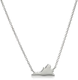 Sterling Silver Stationed Mini State Virginia Pendant Necklace, 16