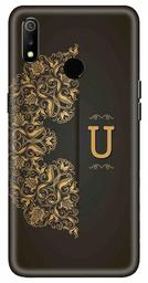 Amazon Brand - Solimo Designer Black Pattern Alphabet-U 3D Printed Hard Back Case Mobile Cover for Realme 3 / Realme 3i