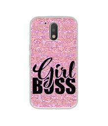 Amazon Brand - Solimo Designer Girl Boss On Pink Sparkle UV Printed Soft Back Case Mobile Cover for Motorola Moto G4 Plus