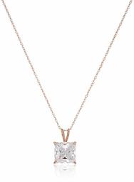 14K Gold 3cttw Swarovski Zirconia Square Pendant with Chain