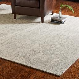 Rivet Contemporary Linear Distressed Wool Rug, 5' x 8', Gray