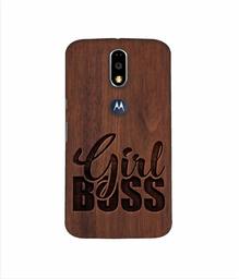 Amazon Brand - Solimo Designer Girl Boss On Wood 3D Printed Hard Back Case Mobile Cover for Motorola Moto G4 Plus (with Logo Cut)