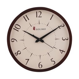 Amazon Brand - Solimo 11.25-inch Wooden Wall Clock (Silent Movement, Dark Brown Frame)