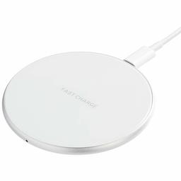 AmazonBasics ultra-slim 10 W Qi Certified snellaadpad, Pad, 10W Type C Pad metal material with glass cover, wit