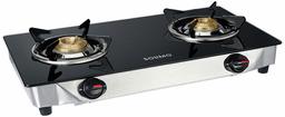 Amazon Brand - Solimo 2 Burner Gas Stove (Glass Top, ISI Certified)