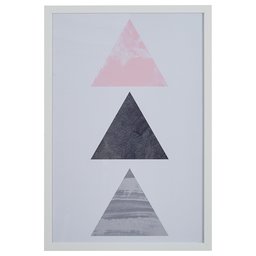 Amazon Brand – Rivet Patterned Modern Pink and Grey Triangles in White Frame Wall Art, 26