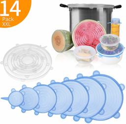 Eono by Amazon - Couvercles en Silicone, Couvercle Extensibles en Silicone sans BPA, Couvercle Silicone Alimentaire Silicone Lids pour Micro-Ondes/Le Four/Le Frigo/Le Lave-Vaisselle