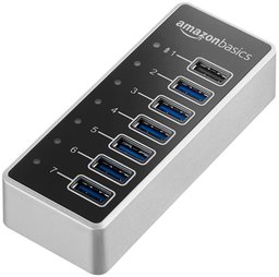 AmazonBasics Hub 3.1 avec Adaptateur Secteur USB-C 7-Port Hub Silver