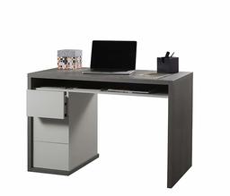 Amazon Brand - Movian 3-Drawer Desk, 110 x 75 x 60 cm, Concrete/High Gloss White