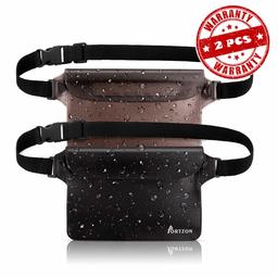 Portzon Waterproof Pouch, Fanny Pack, Dry Bag Pouch with Waist Strap, 3 Zipper Design Perfect for Boating Swimming Snorkeling Kayaking Beach Pool Water Park